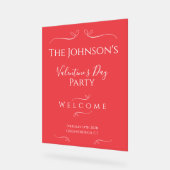 Modernes Rosa-Valentinstag-Party Willkommen Acrylschild (Winkel)