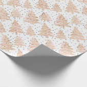 Modernes, rosa Weihnachtsbaum & Gold Glitzer-Muste Geschenkpapier (Ecke)