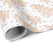 Modernes, rosa Weihnachtsbaum & Gold Glitzer-Muste Geschenkpapier (Rolleneckpunkt)