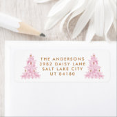 Modernes, rosa Weihnachtsbaum-Rücksendesiegel (Insitu)