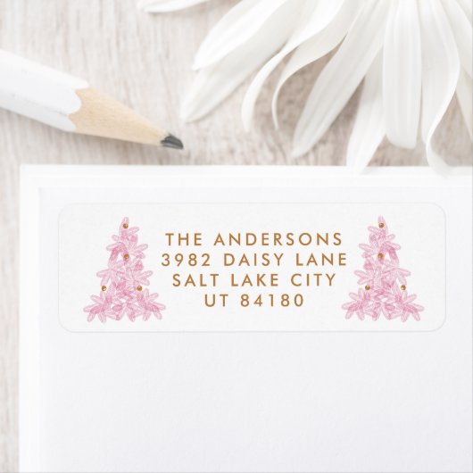 Modernes, rosa Weihnachtsbaum-Rücksendesiegel (Insitu)