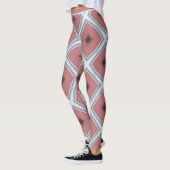 Modernes rosa, weiß geometrisches Muster Leggings (Links)