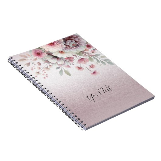 Modernes rosa weißes BlumenNotebook Notizblock (Rechte Seite)