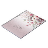 Modernes rosa weißes BlumenNotebook Notizblock (Linke Seite)