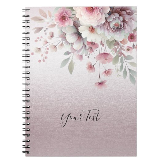 Modernes rosa weißes BlumenNotebook Notizblock (Vorderseite)