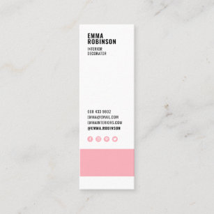 Modernes rosa weißes Innendekorateur-Farben-Muster Mini Visitenkarte