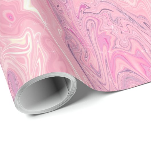 Modernes, rosa weißes Marmorgemälde, abstraktes De Geschenkpapier (Rolleneckpunkt)