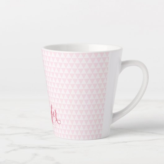 Modernes rosa weißes Muster Elegant Personalisiert Milchtasse (Rechts)