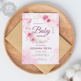 Modernes rosa, weißes Rosenmuster Einladung