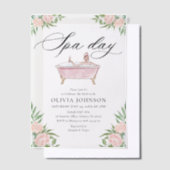Modernes Rosa Wellness-Center Day Brautparty Pergament Einladungen (Versetzt)