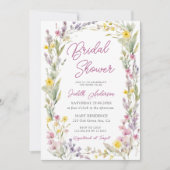 Modernes rosa Wildblume Brautparty Einladung (Vorderseite)