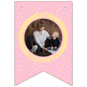 Modernes Rosa Willkommen Neugeborenes Foto Wimpelkette (Zweite Fahne)