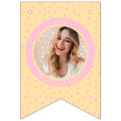 Modernes Rosa Willkommen Neugeborenes Foto Wimpelkette (Erste Fahne)