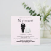 Modernes Rosa Wir Got Verheiratet! Hochzeit Ankündigung (Stehend Vorderseite)