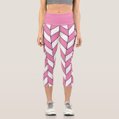 Modernes rosa Zickzack Muster Capri Leggings (Vorderseite)