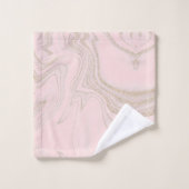 Modernes, rosafarbenes, abstraktes Marmormuster Badhandtuch Set (Waschlappen)