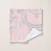 Modernes, rosafarbenes, abstraktes Marmormuster Badhandtuch Set (Waschlappen)