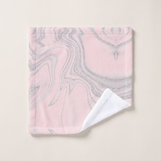 Modernes, rosafarbenes, abstraktes Marmormuster Badhandtuch Set (Waschlappen)