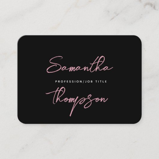 Modernes, rosafarbenes Berufliches Script Visitenkarte (Vorderseite)