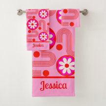 Modernes rosafarbenes Blumenmuster mit Namen