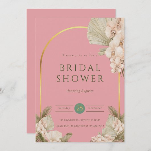 Modernes, rosafarbenes Brautparty Einladung (Vorne/Hinten)