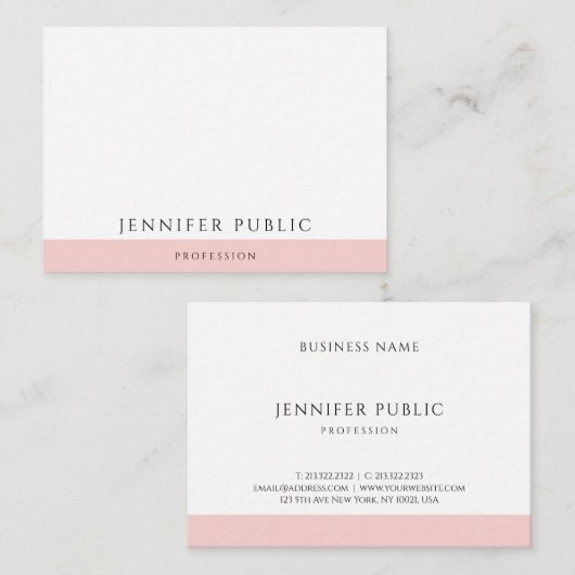 Modernes, rosafarbenes Design Elegant Visitenkarte (Vorne/Hinten)