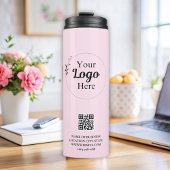 Modernes, rosafarbenes Firmenlogo Thermosbecher