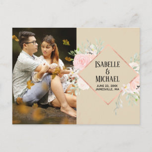 Modernes rosafarbenes Foto Save the Date Postkarte