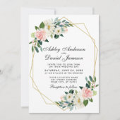 Modernes, rosafarbenes, geometrisches Rahmen für H Einladung (Vorderseite)