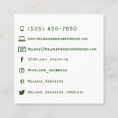 Modernes, rosafarbenes, grün gestrichenes Design Quadratische Visitenkarte (Rückseite)