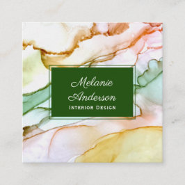 Modernes, rosafarbenes, grün gestrichenes Design Quadratische Visitenkarte