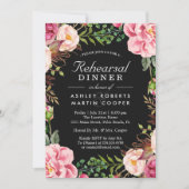 Modernes, rosafarbenes Hochzeitsessen mit floraler Einladung (Vorderseite)