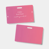 Modernes, rosafarbenes Kunsthandwerk Ausweis (Vorder- & Rückseite)