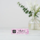 Modernes, rosafarbenes Marmorgrab: QR-Code Mini Visitenkarte (Stehend Vorderseite)