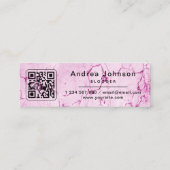 Modernes, rosafarbenes Marmorgrab: QR-Code Mini Visitenkarte (Rückseite)