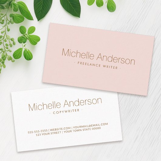 Modernes, rosafarbenes, minimalistisches beruflich visitenkarte
