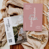 Modernes, rosafarbenes Minimalistisches Hochzeitss Einladung