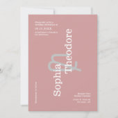 Modernes, rosafarbenes Minimalistisches Hochzeitss Einladung (Vorderseite)