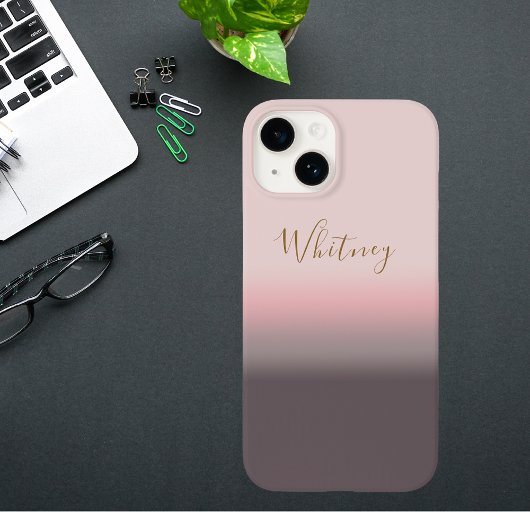 Modernes rosafarbenes Monogramm des Individuellen  Case-Mate iPhone Hülle