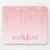 Modernes, rosafarbenes Monogramm des rosafarbenen  Mousepad (Vorne)