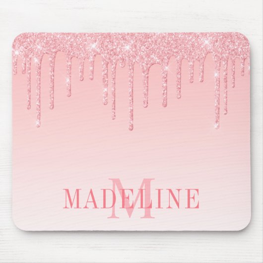 Modernes, rosafarbenes Monogramm des rosafarbenen Mousepad (Vorne)