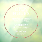 Modernes, rosafarbenes Open Business-Stunden-Runds Fensteraufkleber (Blatt 3)