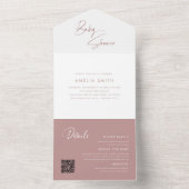 Modernes, rosafarbenes Pastell Minimalistisch hand All In One Einladung (Innen Boden)