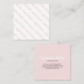 Modernes, rosafarbenes, sich wiederholendes Textmu Quadratische Visitenkarte (Vorne/Hinten)