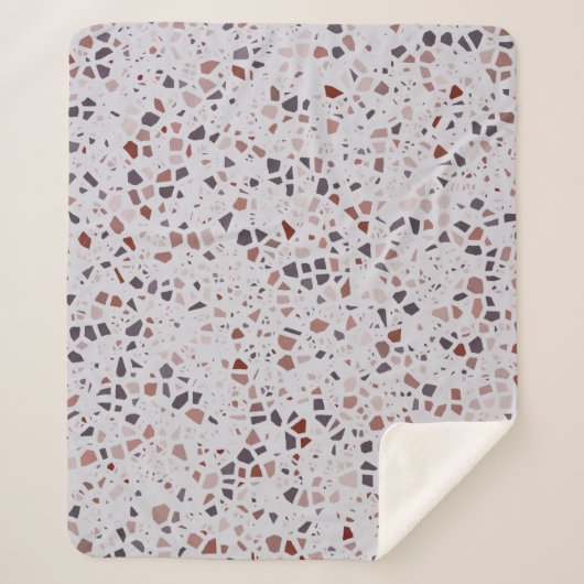 Modernes, rosafarbenes Terrazzo-Muster Sherpadecke (Vorderseite)