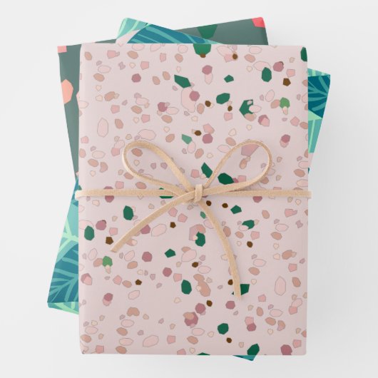 Modernes, rosafarbenes und Abstraktes Muster Geschenkpapier Set (Beispiel)