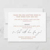 Modernes, rosafarbenes Verpackungseinsatz Dankeskarte (Rückseite)