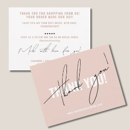 Modernes, rosafarbenes Verpackungseinsatz Dankeskarte