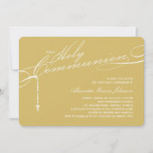 Modernes Rosary First Heilige Kommunion Foto Relig Einladung (Vorderseite)