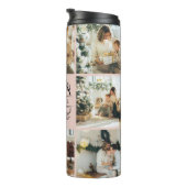 Modernes Rosatinrot Mit Monogramm & FotoCollage Thermosbecher (Nach rechts gedreht)